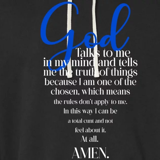 God Talks To Me Amen Funny Christian Garment-Dyed Fleece Hoodie