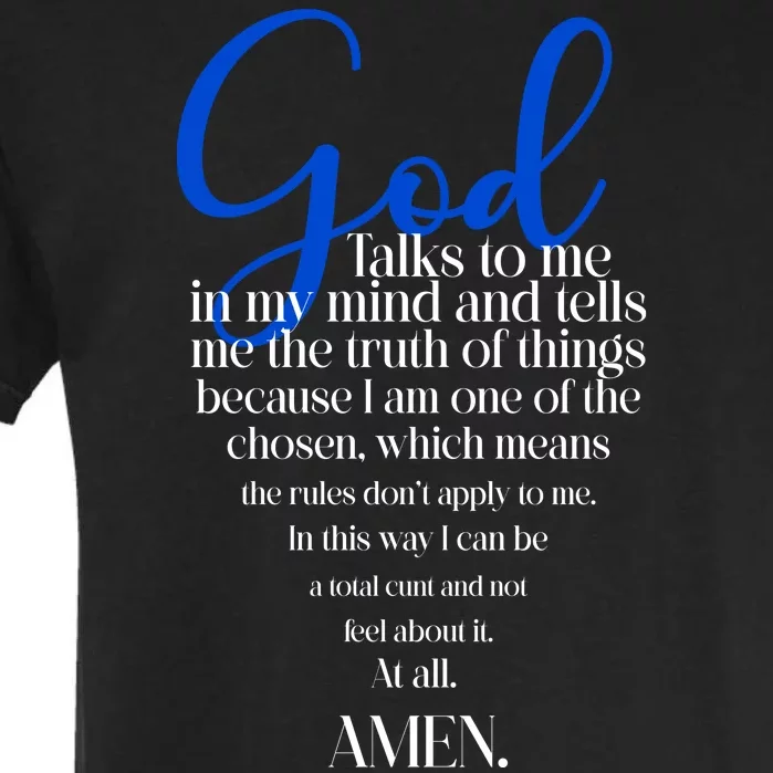 God Talks To Me Amen Funny Christian Garment-Dyed Heavyweight T-Shirt