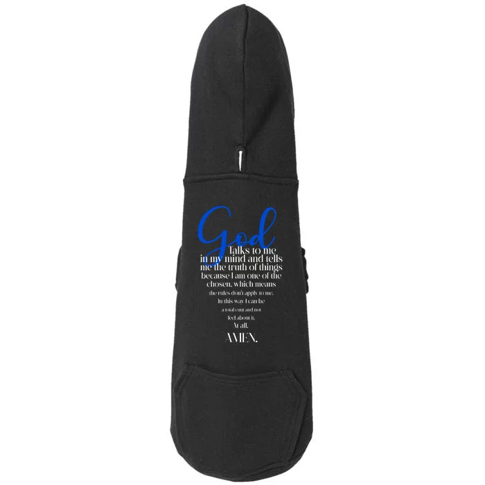 God Talks To Me Amen Funny Christian Doggie 3-End Fleece Hoodie