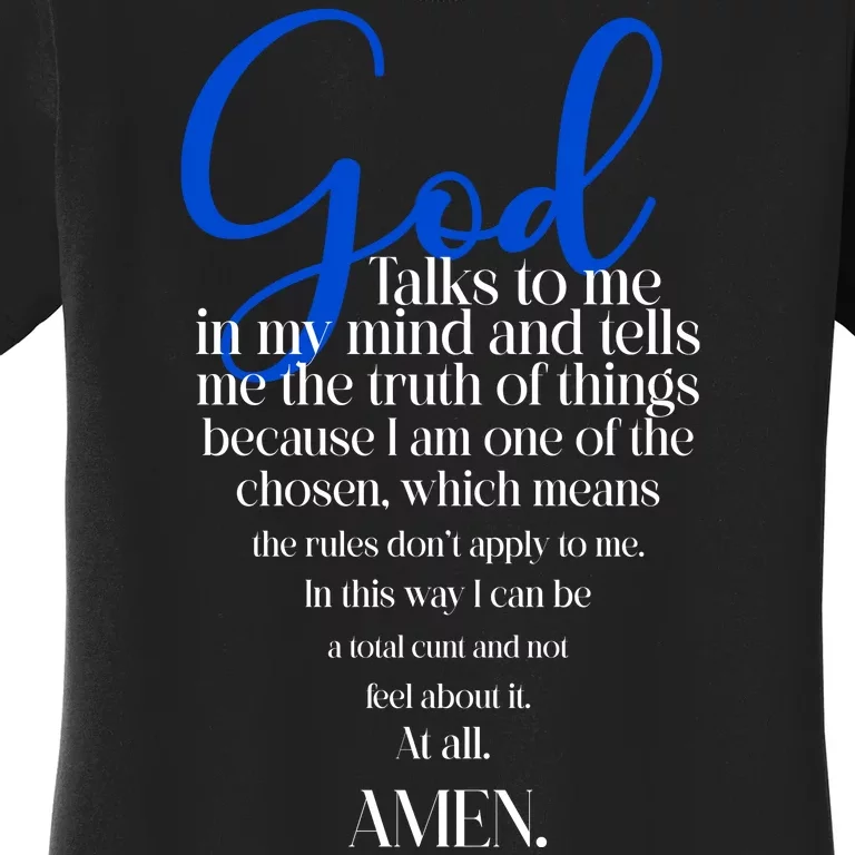 God Talks To Me Amen Funny Christian Women's T-Shirt