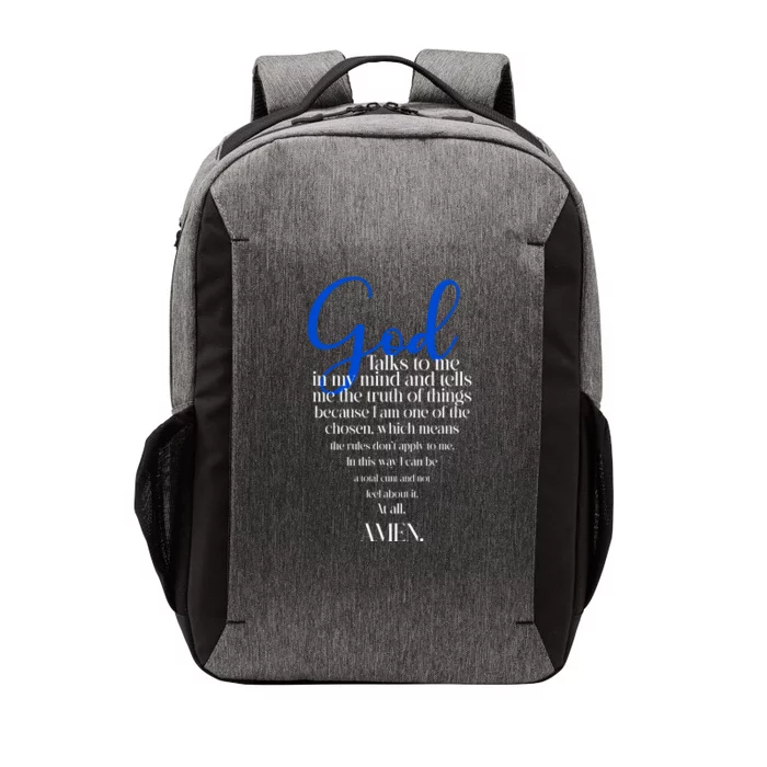 God Talks To Me Amen Funny Christian Vector Backpack