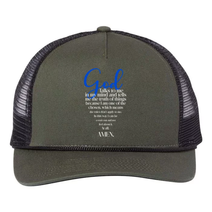 God Talks To Me Amen Funny Christian Retro Rope Trucker Hat Cap