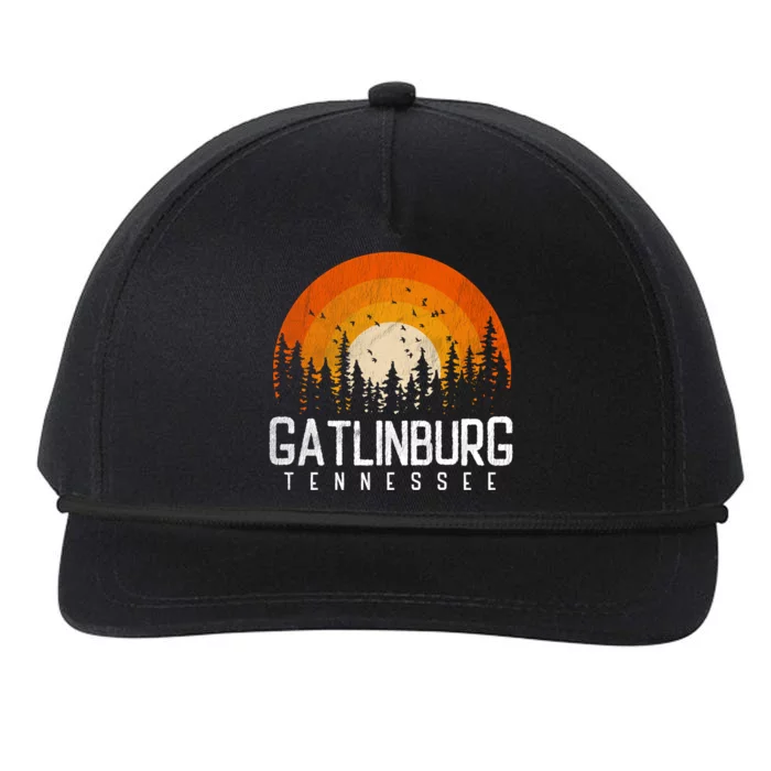 Gatlinburg Tennessee Tn Gift Retro Style Vintage 80s Gift Snapback Five-Panel Rope Hat