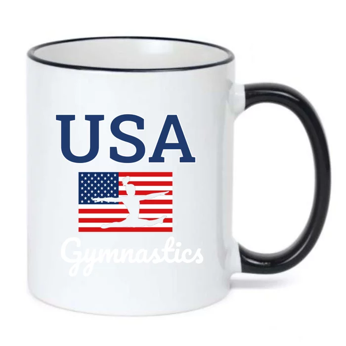 Girl Tumbling Team Gear Gymnast Gymnastics Usa American Flag Cute Gift Black Color Changing Mug