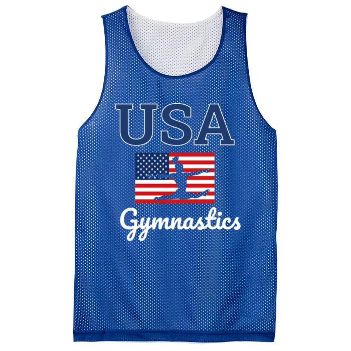 Girl Tumbling Team Gear Gymnast Gymnastics Usa American Flag Cute Gift Mesh Reversible Basketball Jersey Tank