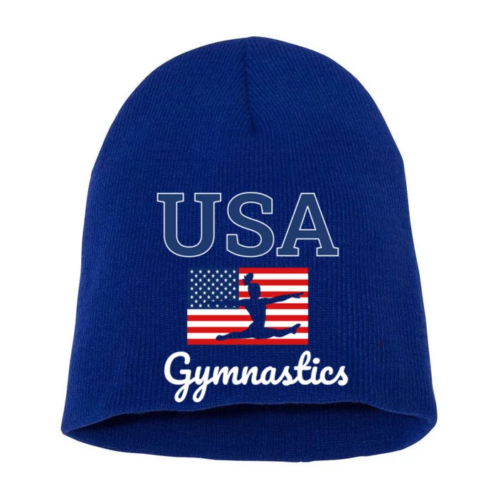 Girl Tumbling Team Gear Gymnast Gymnastics Usa American Flag Cute Gift Short Acrylic Beanie