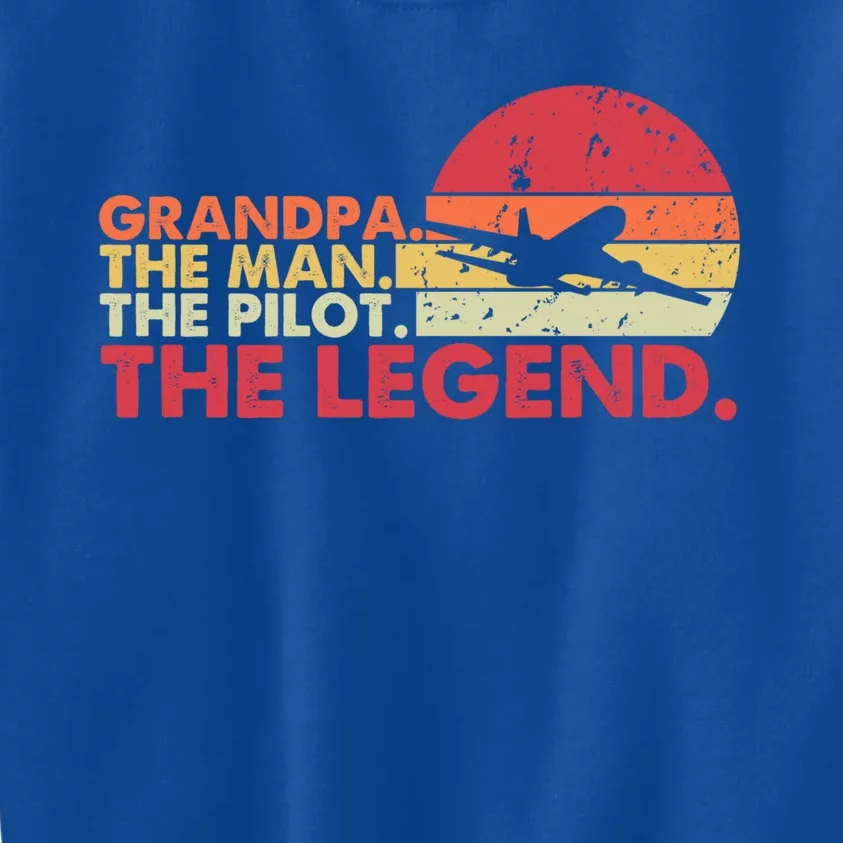 Grandpa The The Pilot The Legend Aviator Father Gift Kids Sweatshirt