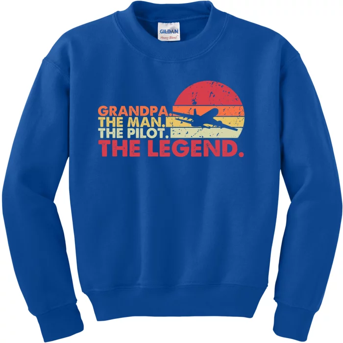 Grandpa The The Pilot The Legend Aviator Father Gift Kids Sweatshirt