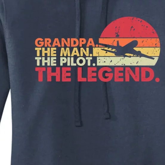 Grandpa The The Pilot The Legend Aviator Father Gift Women's Pullover Hoodie