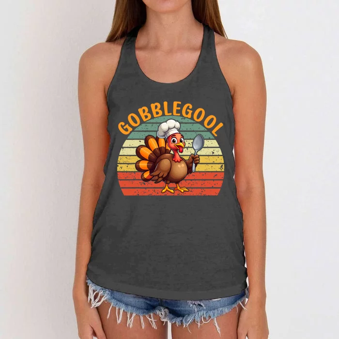 Gobblegool Turkey Thanksgiving Women's Knotted Racerback Tank