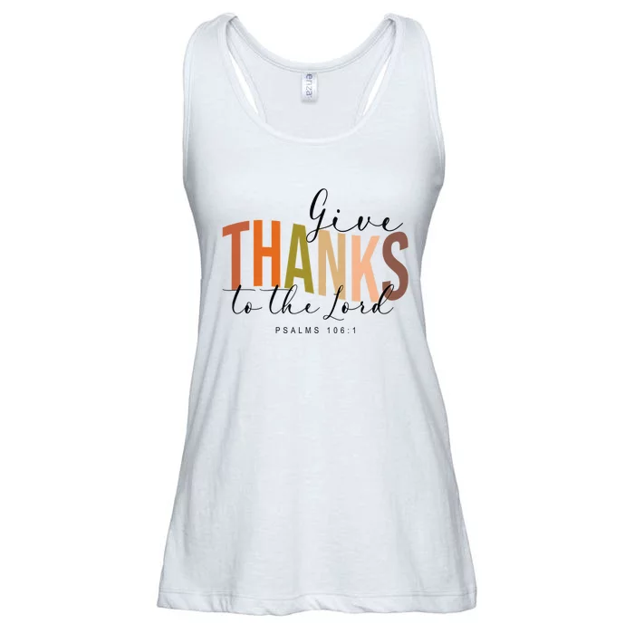 Give Thank To The Lord Psalms 1061 Christian Thanksgiving Ladies Essential Flowy Tank