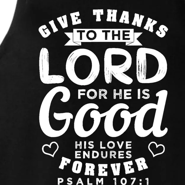 Give Thanks To The Lord For He Is Good Bible Quote Ladies Tri-Blend Wicking Tank