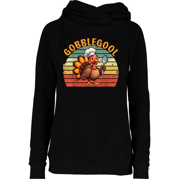 Gobblegool Turkey Thanksgiving Womens Funnel Neck Pullover Hood