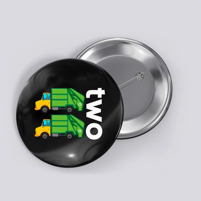 Garbage Truck Trash 2 Years Old 2nd Birthday Cool Party Button