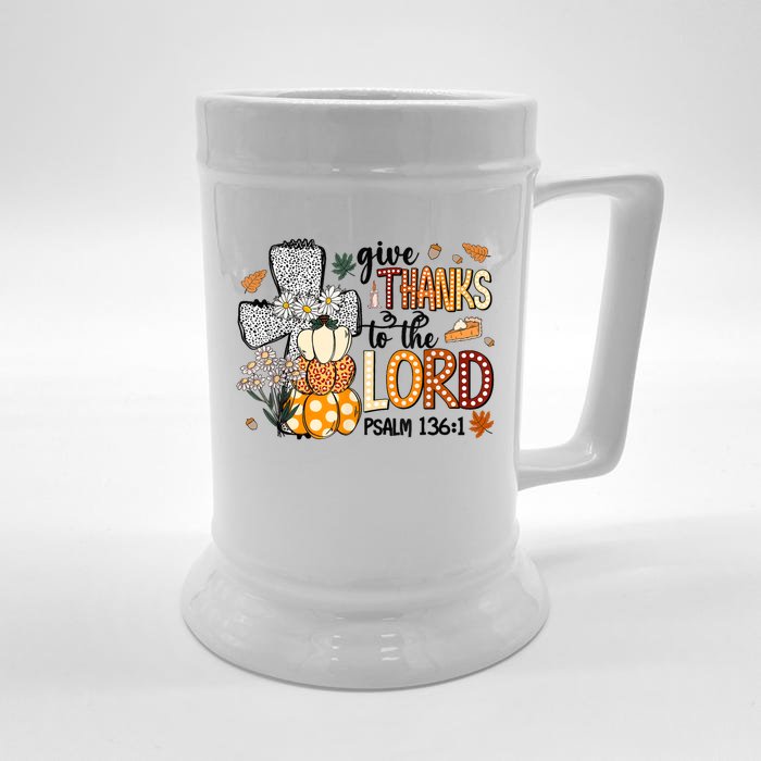 Give Thanks To The Lord Christian Fall Front & Back Beer Stein