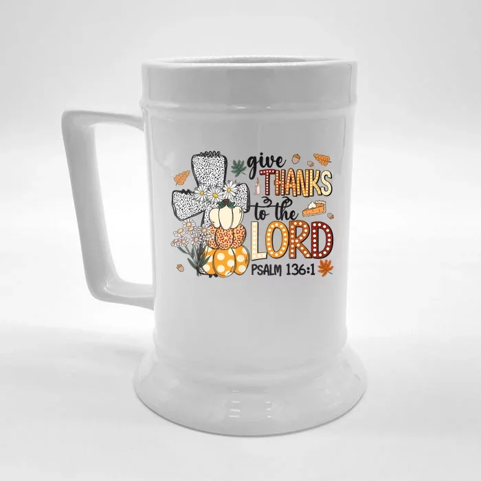 Give Thanks To The Lord Christian Fall Front & Back Beer Stein