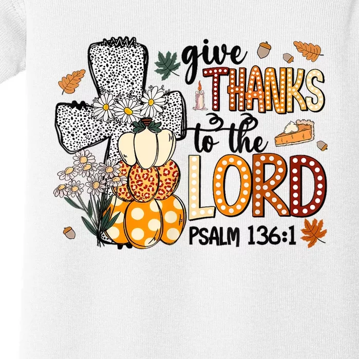 Give Thanks To The Lord Christian Fall Baby Bodysuit