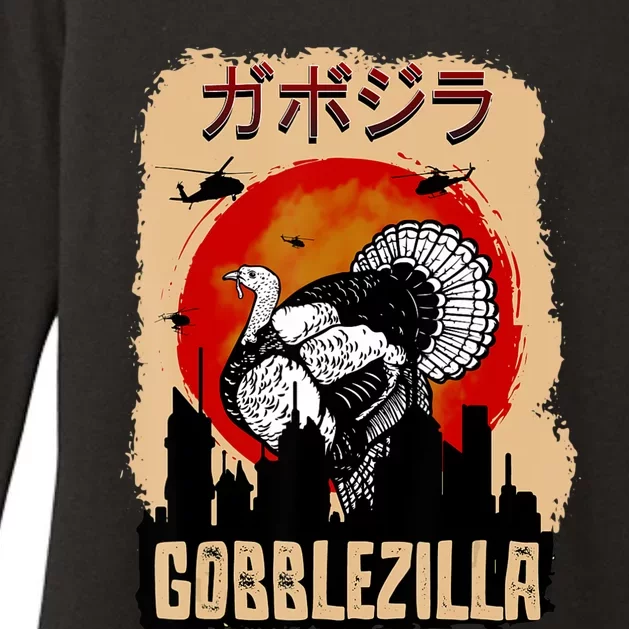 Gobblezilla Turkey Thanksgiving Womens CVC Long Sleeve Shirt