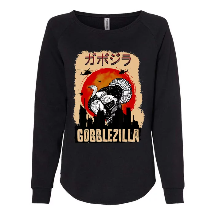 Gobblezilla Turkey Thanksgiving Womens California Wash Sweatshirt