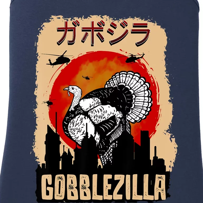 Gobblezilla Turkey Thanksgiving Ladies Essential Tank