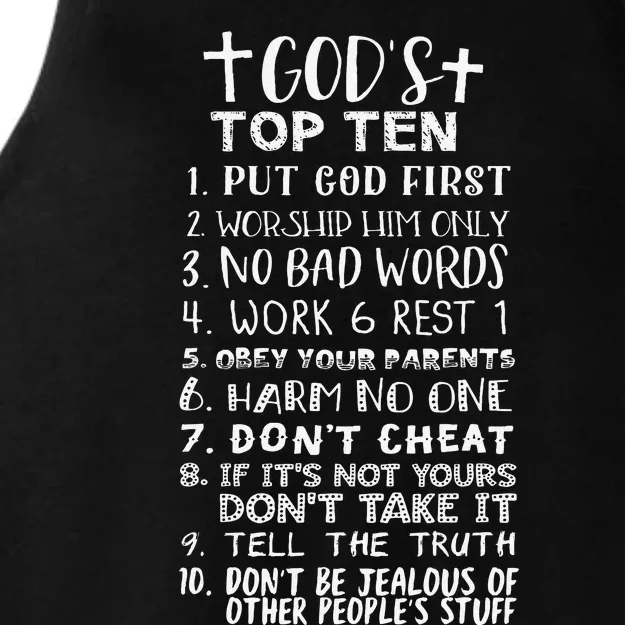 Gods Top Ten 10 Commandments Jesus Christian Bible Verse Ladies Tri-Blend Wicking Tank