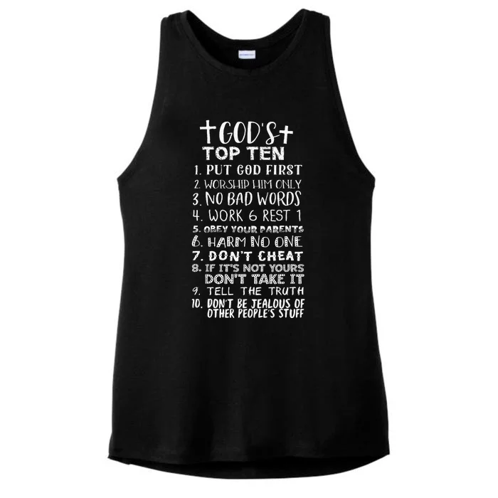 Gods Top Ten 10 Commandments Jesus Christian Bible Verse Ladies Tri-Blend Wicking Tank