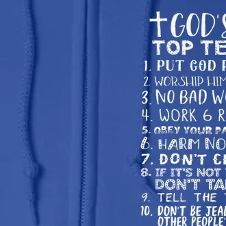 Gods Top Ten 10 Commandments Jesus Christian Bible Verse Full Zip Hoodie