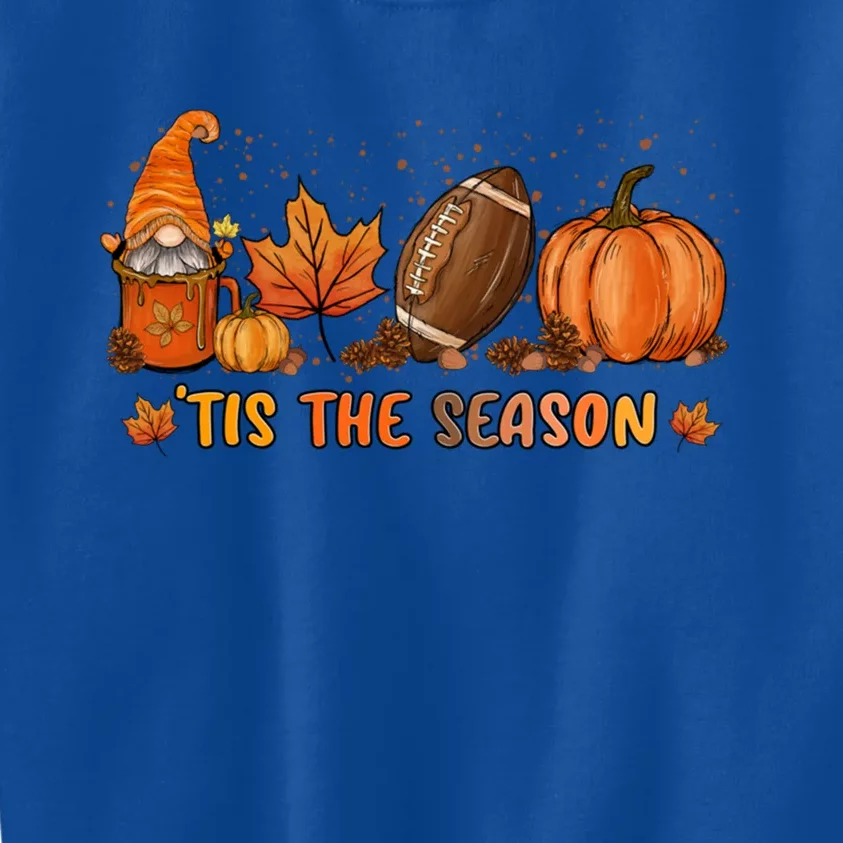 Gnome Tis The Season Pumpkin Fall Leaf Spice Latte Football Funny Gift Kids Sweatshirt