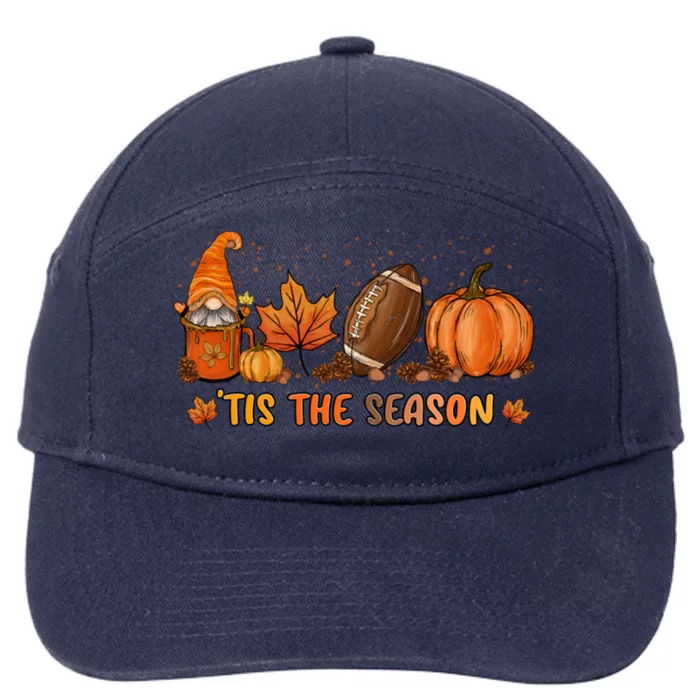 Gnome Tis The Season Pumpkin Fall Leaf Spice Latte Football Funny Gift 7-Panel Snapback Hat