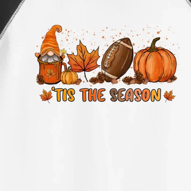 Gnome Tis The Season Pumpkin Fall Leaf Spice Latte Football Funny Gift Toddler Fine Jersey T-Shirt