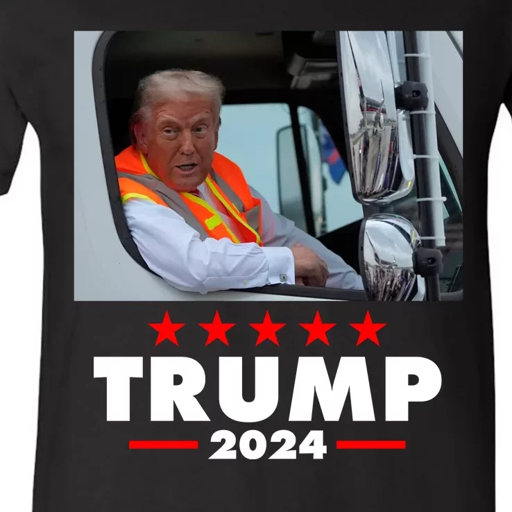 Garbage Truck Trump 2024 V-Neck T-Shirt