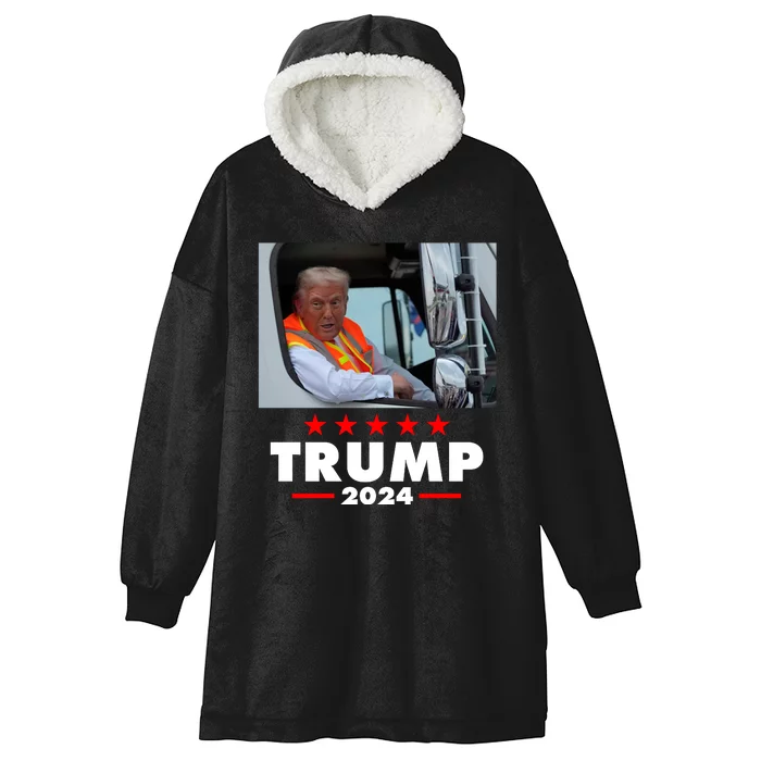 Garbage Truck Trump 2024 Hooded Wearable Blanket