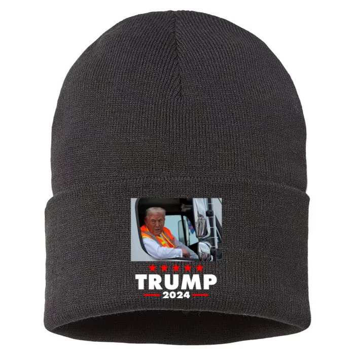 Garbage Truck Trump 2024 Sustainable Knit Beanie