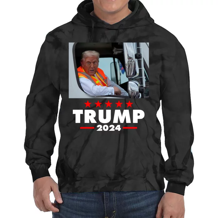 Garbage Truck Trump 2024 Tie Dye Hoodie