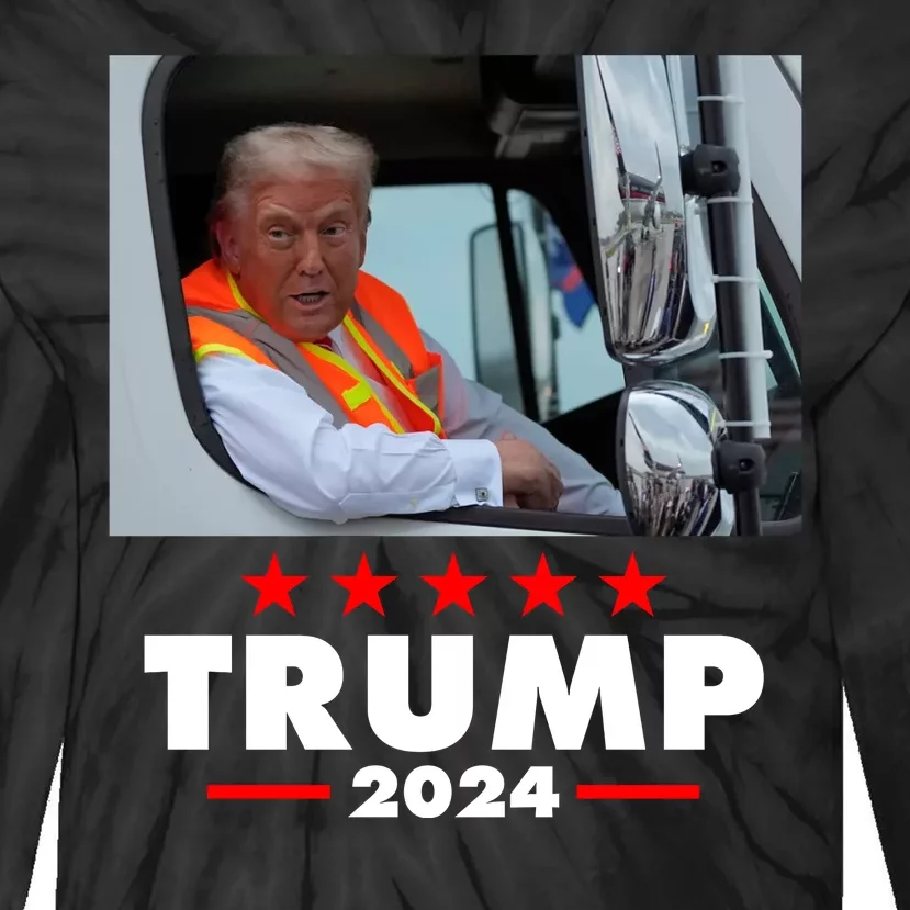 Garbage Truck Trump 2024 Tie-Dye Long Sleeve Shirt