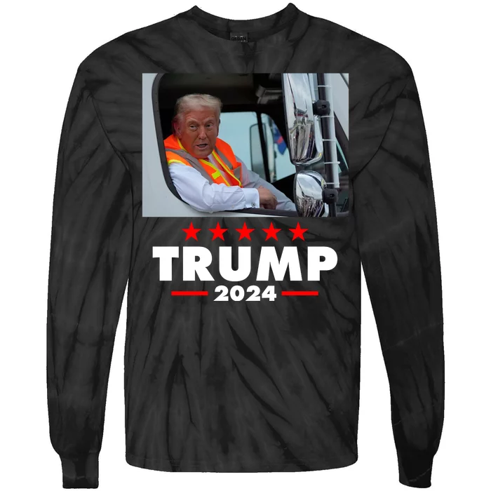 Garbage Truck Trump 2024 Tie-Dye Long Sleeve Shirt