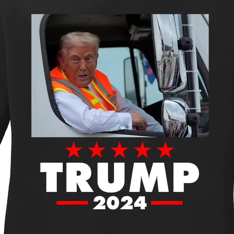 Garbage Truck Trump 2024 Ladies Long Sleeve Shirt