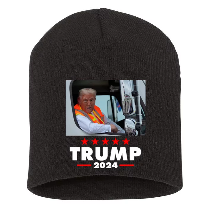 Garbage Truck Trump 2024 Short Acrylic Beanie