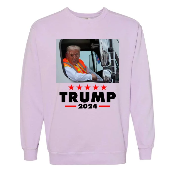 Garbage Truck Trump 2024 Garment-Dyed Sweatshirt