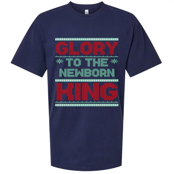 Glory To The Newborn King Ugly Christmas Christian Jesus Sueded Cloud Jersey T-Shirt