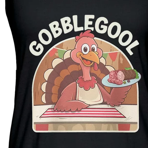 Gobblegool Turkey Thanksgiving Ladies Essential Flowy Tank