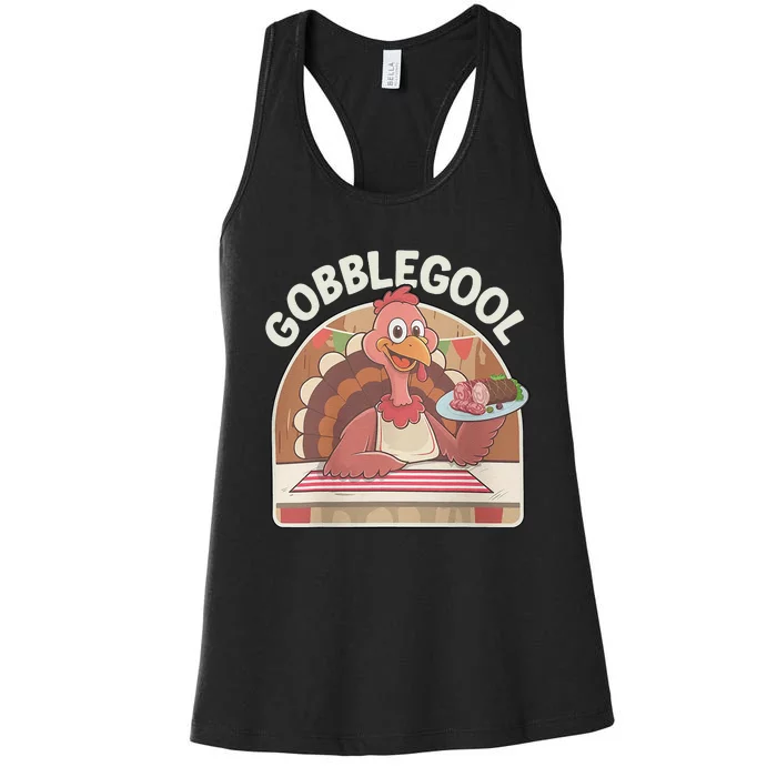 Gobblegool Turkey Thanksgiving Women's Racerback Tank