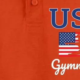 Girl Tumbling Team Gear Gymnast Gymnastics USA American Flag Dry Zone Grid Performance Polo