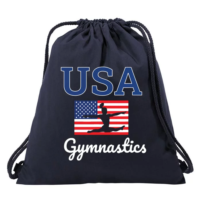 Girl Tumbling Team Gear Gymnast Gymnastics USA American Flag Drawstring Bag