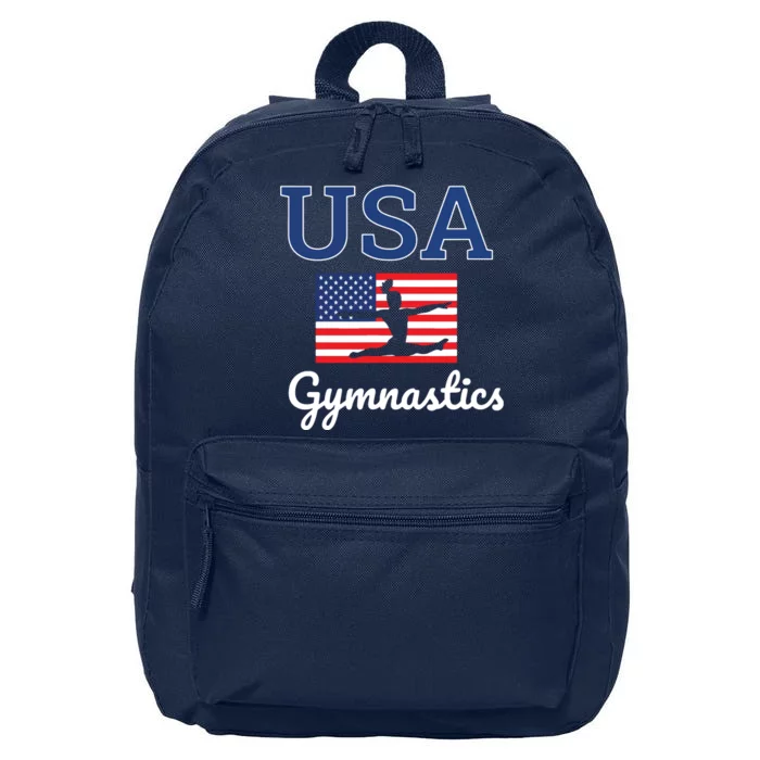 Girl Tumbling Team Gear Gymnast Gymnastics USA American Flag 16 in Basic Backpack