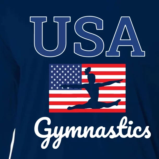 Girl Tumbling Team Gear Gymnast Gymnastics USA American Flag Cooling Performance Long Sleeve Crew