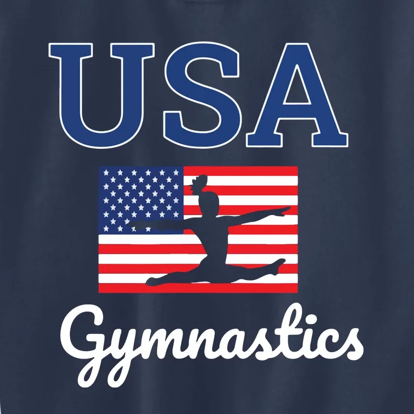 Girl Tumbling Team Gear Gymnast Gymnastics USA American Flag Kids Sweatshirt