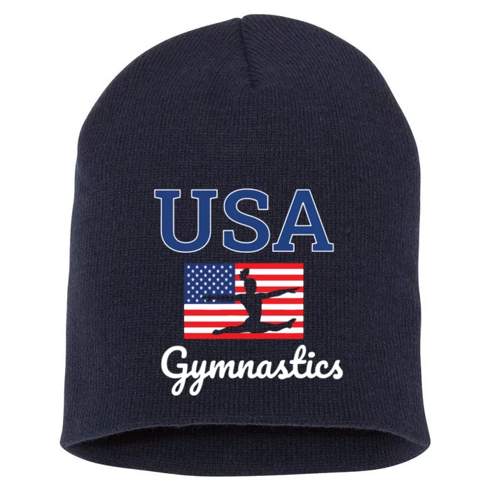 Girl Tumbling Team Gear Gymnast Gymnastics USA American Flag Short Acrylic Beanie