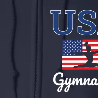 Girl Tumbling Team Gear Gymnast Gymnastics USA American Flag Full Zip Hoodie