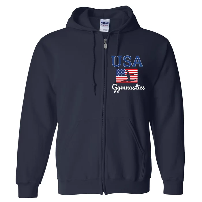 Girl Tumbling Team Gear Gymnast Gymnastics USA American Flag Full Zip Hoodie